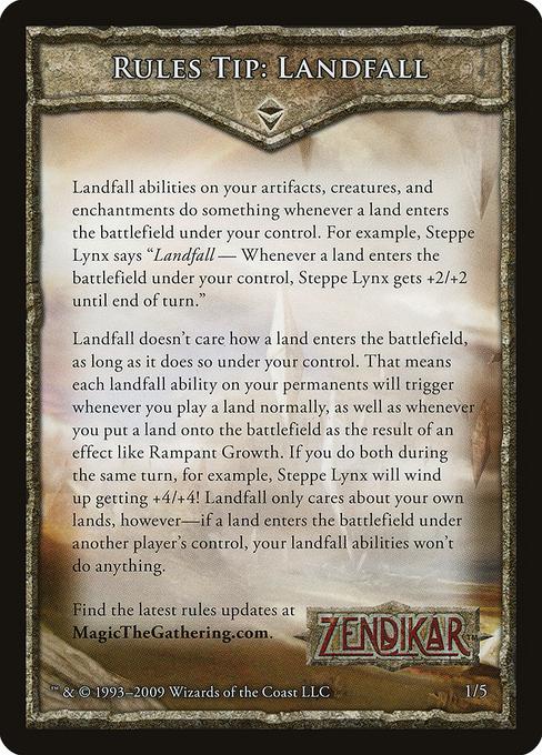 Landfall Tip Card
