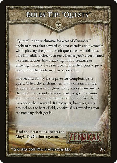 “Quests” Tip Card